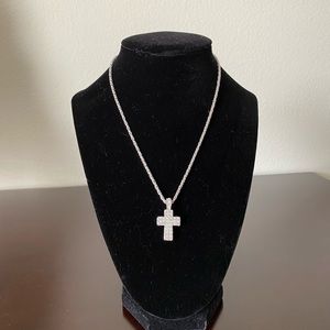 Silver tone cross necklace